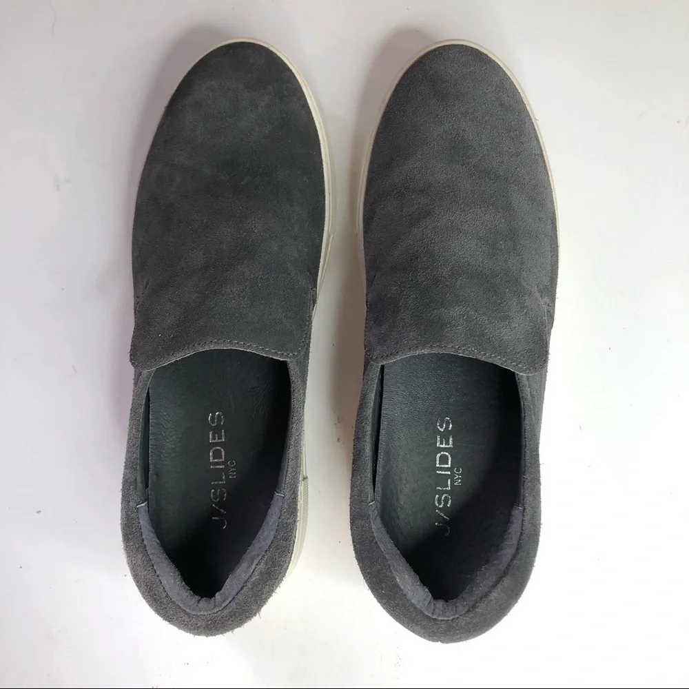 J/Slides Acer grey suede slip on platform sneakers size 8.5